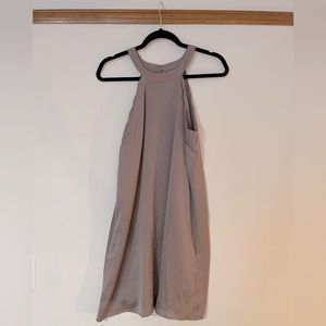 Comfortable scallop halter dress in taupe! Dress up or down! New with tags!
